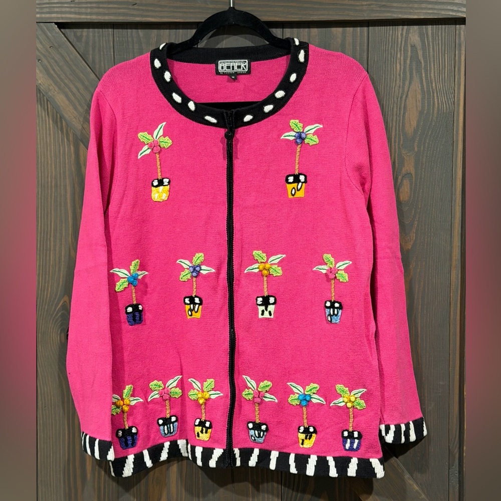 The‎ Collective Works Of Berek Women’s Flower Palm Tree Cardigan Sweater Medium